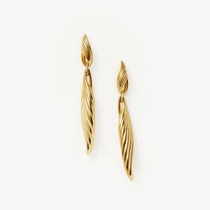 MISSOMA WAVY RIDGE DOUBLE DROP EARRINGS 28k Gold-Plated New